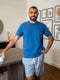 Men summer pajama set Indigo T-shirt + Indigo X White Stripes Short